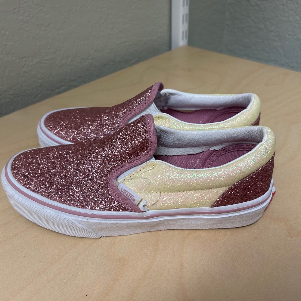 Girls Pink Sparkle Vans Sneakers Size 3